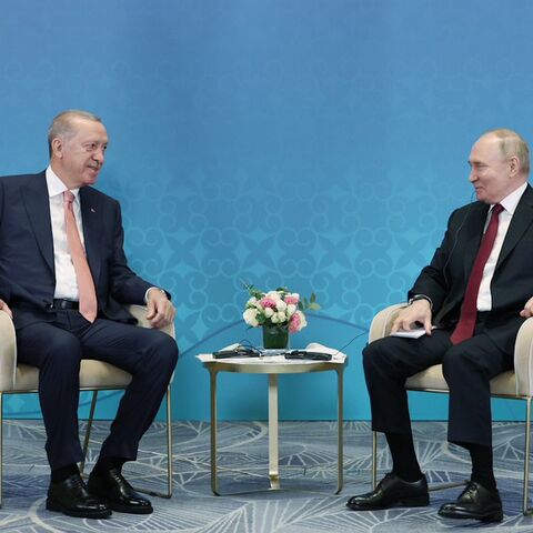 Turkish President Recep Tayyip Erdogan and his Russian counterpart, Vladimir Putin, meet on the sidelines of the Shanghai Cooperation Organization (SCO) summit in the Kazakh capital of Astana on July 3, 2024.