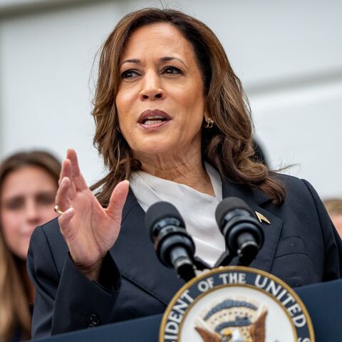 US Vice President Kamala Harris speaks during an NCAA championship team celebration on the South Lawn of the White House on July 22, 2024, in Washington.