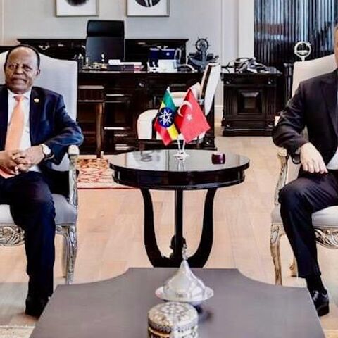 Turkish Foreign Minister Hakan Fidan meets with his counterpart, Taye Atske Selassie of Ethiopia, in Ankara, on May 9, 2024.