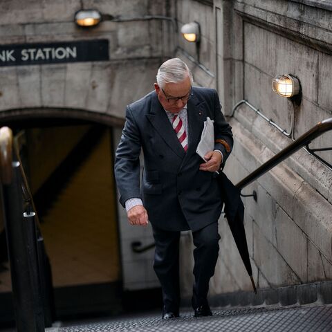 A man walks out of Bank Station, in The City financial district, in central London, on June 12, 2024. (Photo by BENJAMIN CREMEL / AFP) (Photo by BENJAMIN CREMEL/AFP via Getty Images)