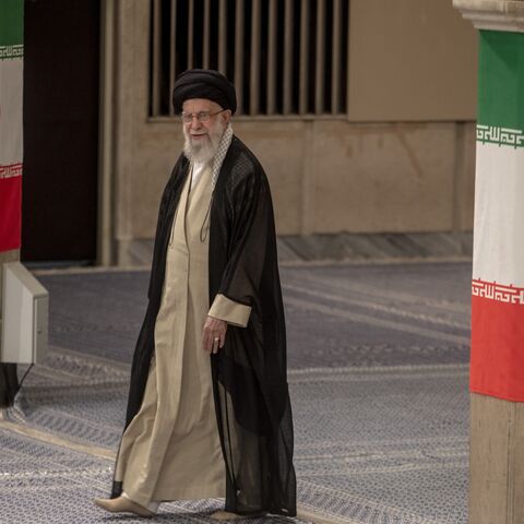 Iran's supreme leader, Ayatollah Ali Khamenei, seen as he casts his vote for the snap presidential election at the Imam Khomeini Husseiniya on June 28, 2024, in Tehran, Iran. 