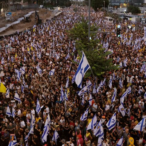 Protesters gather to demand a Gaza hostages deal on Sept. 1, 2024, in Tel Aviv, Israel. 