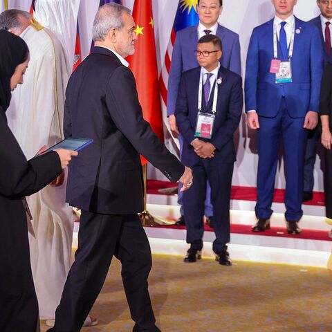 Iran's President Masoud Pezeshkian meets with regional leaders at the Asia Cooperation Dialogue in Doha on Oct. 2, 2024. 