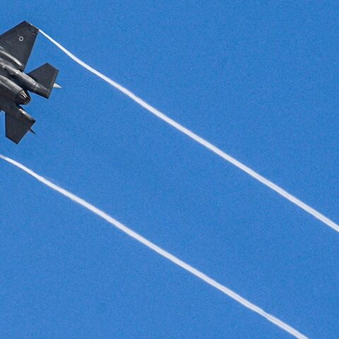 An Israeli Air Force F-35I Adir multirole fighter aircraft flies over the Negev Desert after taking off from a military base en route to the Gaza Strip on Oct. 14, 2023. 