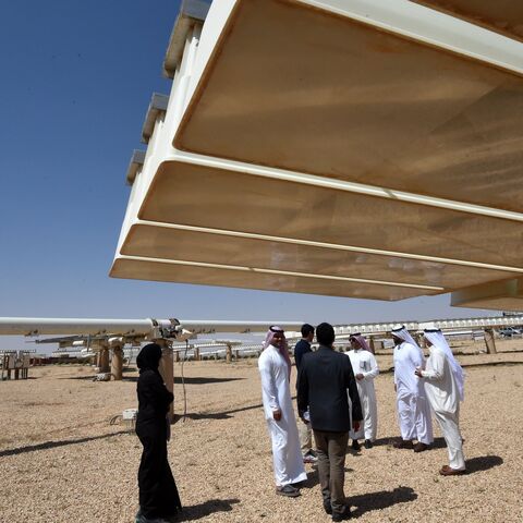 A general view shows the solar plant in Uyayna, north of Riyadh, on March 29, 2018. 