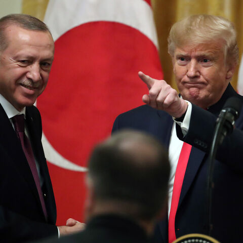 WASHINGTON, DC - NOVEMBER 13: U.S. President Donald Trump and Turkish President Recep Tayyip Erdogan participate in a joint news conference in the East Room of the White House on November 13, 2019 in Washington, DC. The two leaders had a meeting in the Oval Office before speaking to the media at the news conference. (Photo by Mark Wilson/Getty Images)