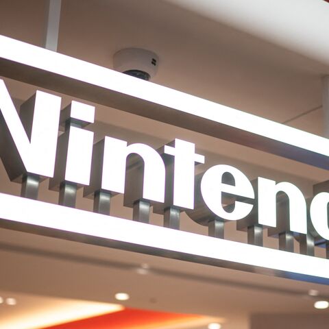 A Nintendo logo is pictured at its store in Shibuya district of Tokyo on May 2, 2024.