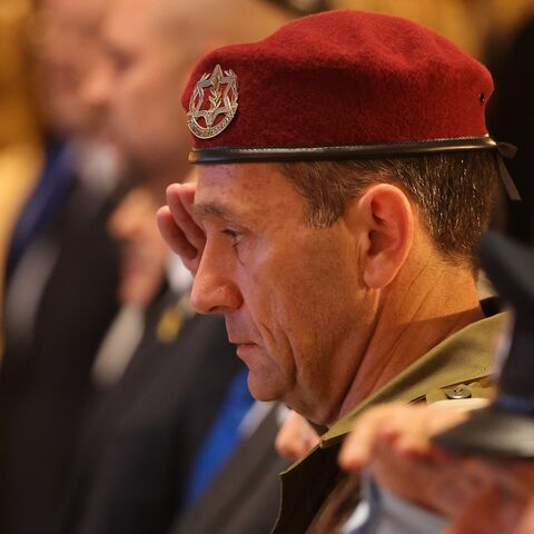 Israel Defense Forces Chief of Staff Lt. Gen. Herzi Halevi attends a ceremony marking Memorial Day, honoring fallen soldiers of Israel's wars and victims of attacks, Mount Herzl military cemetery, Jerusalem, May 13, 2024. 