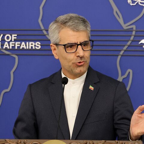 Iran's Foreign Ministry spokesman Esmaeil Baghaei holds a weekly press conference in Tehran on Oct. 28, 2024.