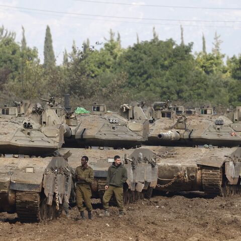 Israeli tanks aligned in northern Israel, near the border with Lebanon, Nov. 28, 2024.