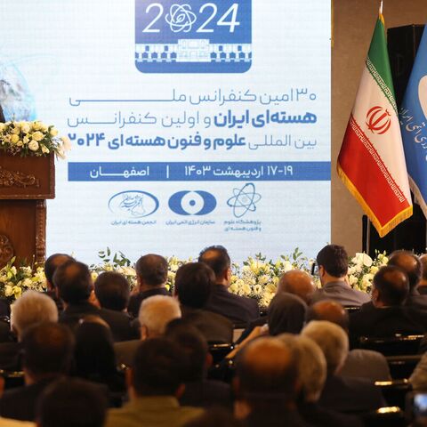 Director General of the International Atomic Energy Agency Rafael Grossi speaks during the International Conference on Nuclear Science and Technology in Isfahan, on May 7, 2024. 