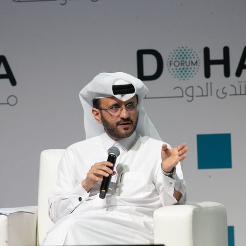 Advisor to the Qatari Prime Minister and Official Spokesperson of the Ministry of Foreign Affairs Majed Al-Ansari speaks at the Doha Forum on Dec. 8, 2024.