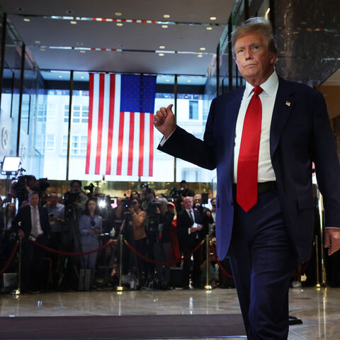 Former U.S. President Donald Trump leaves after addressing members of the media following the verdict in his hush-money trial at Trump Tower on May 31, 2024 in New York City. A New York jury found Trump guilty Thursday of all 34 charges of covering up a $130,000 hush money payment to adult film star Stormy Daniels to keep her story of their alleged affair from being published during the 2016 presidential election. Trump is the first former U.S. president to be convicted of crimes.