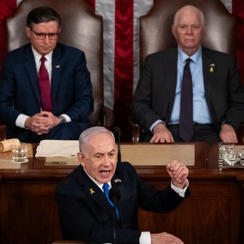 Israeli Prime Minister Benjamin Netanyahu delivers a controversial address to a joint session of Congress in Washington, on July 24, 2024. 