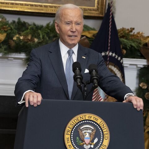 US President Joe Biden speaks about the situation in Syria in the Roosevelt Room at the White House in Washington, on Dec. 8, 2024.