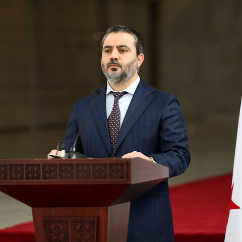 DAMASCUS, SYRIA - DECEMBER 30: Syria's newly appointed Foreign Minister Asaad Hassan al-Shibani during a press conference after a meeting between the Syrian leadership and a Ukrainian delegation to help strengthen ties between the two countries on December 30, 2024 in Damascus, Syria. Syria is transitioning after the fall of the Baath regime and the Assad family's rule, with a temporary administration now in place in Damascus and Aleppo. (Photo by Ali Haj Suleiman/Getty Images)