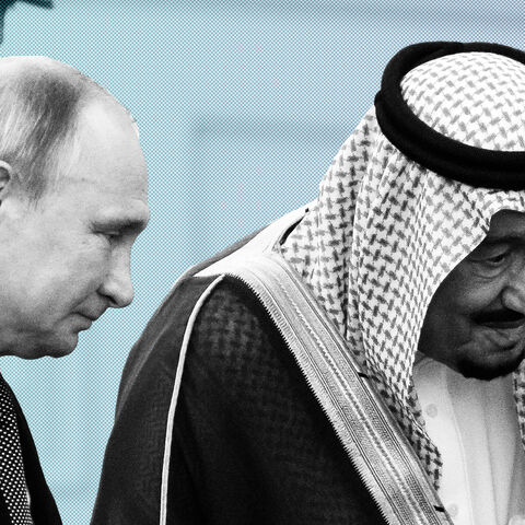 Russian President Vladimir Putin and Saudi Arabia's King Salman attend a welcome ceremony in Riyadh, Saudi Arabia, October 14, 2019. Alexander Zemlianichenko/Pool via REUTERS - RC14582F97E0