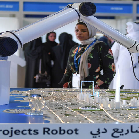 A picture taken on September 25, 2019 shows a view of the Cityscape Global exhibition 2019 at the Dubai World Trade Centre in the Gulf emirate. - Dubai, a city defined by its glittering towers and man-made islands, is stuck in a five-year property downturn with no end in sight, drawing warnings of an industry reckoning that will see weaker players fail. (Photo by Karim SAHIB / AFP)        (Photo credit should read KARIM SAHIB/AFP via Getty Images)