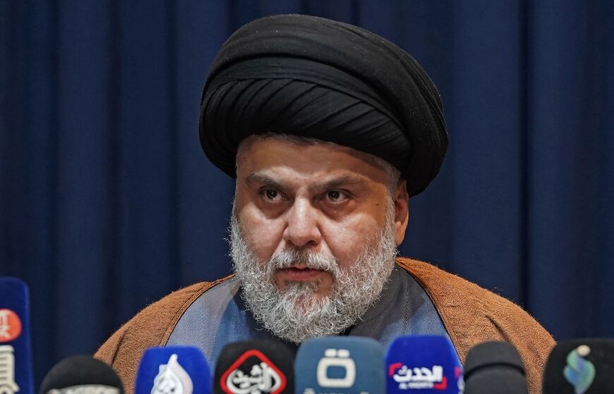 Moqtada Sadr, Iraqi political kingmaker and Shiite Muslim cleric, shown on November 18, 2021 in the shrine city of Najaf 
