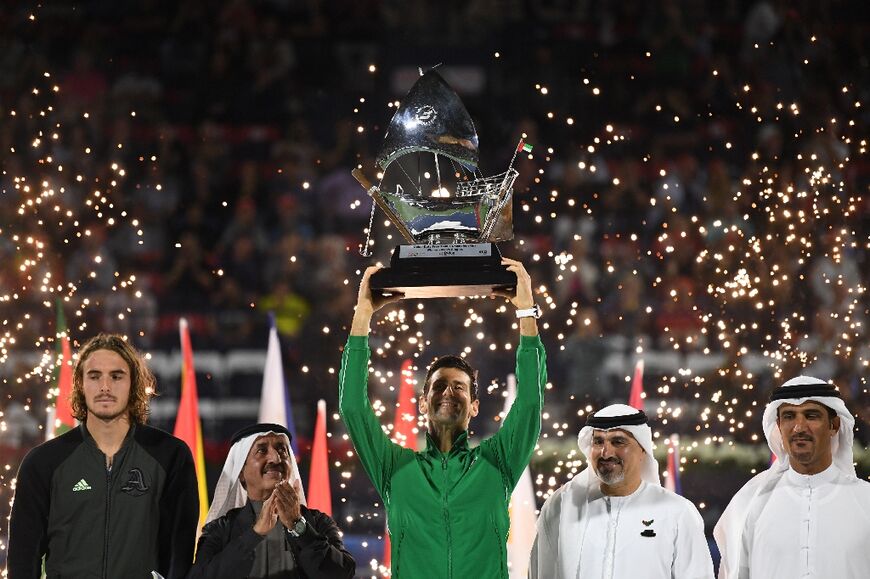 Novak Djokovic lifted his fifth Dubai trophy in 2020