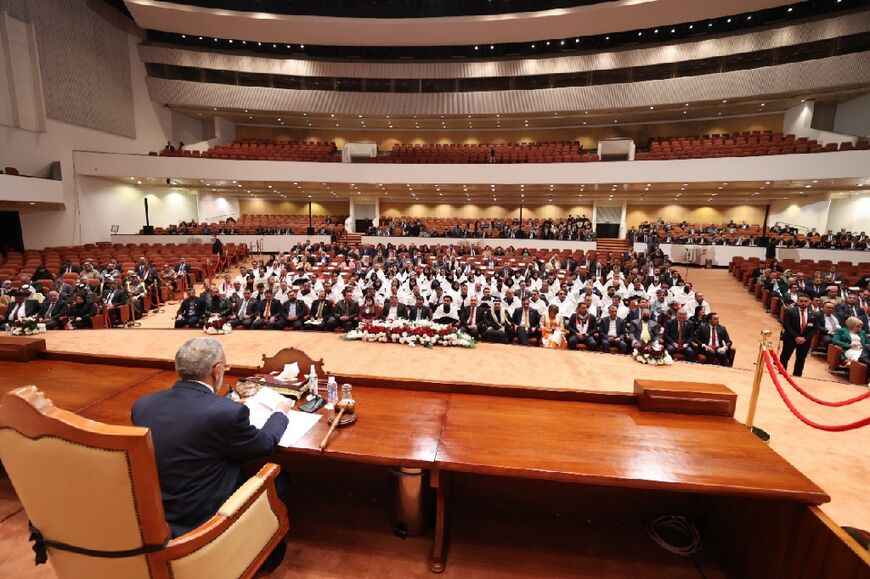 Iraq's parliament shown in its inaugural session on January 9, 2022, three months after legislative elections
