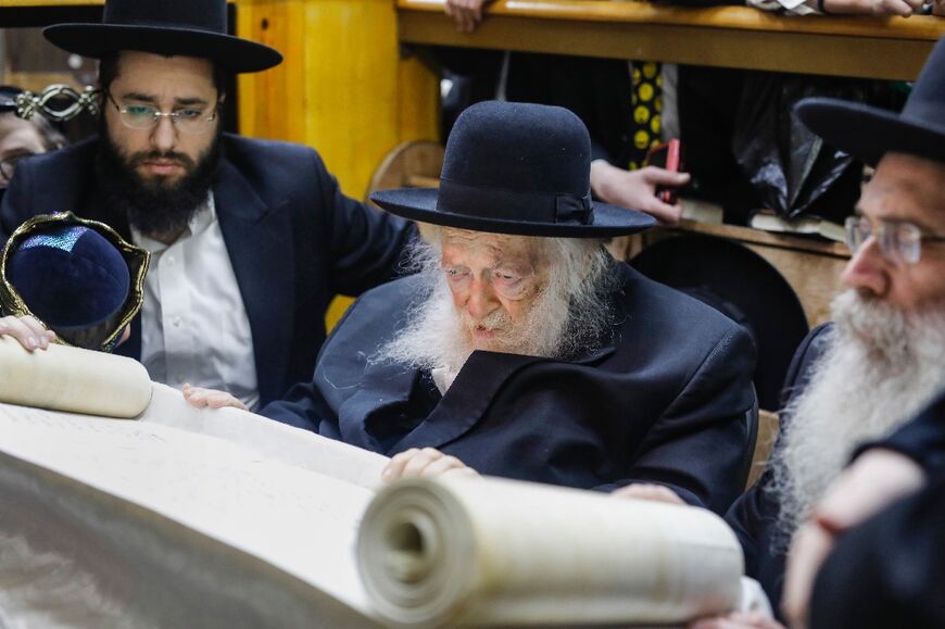 Rabbi Chaim Kanievsky (C), seen in this file photo taken on March 20,  2019, died Friday aged 94