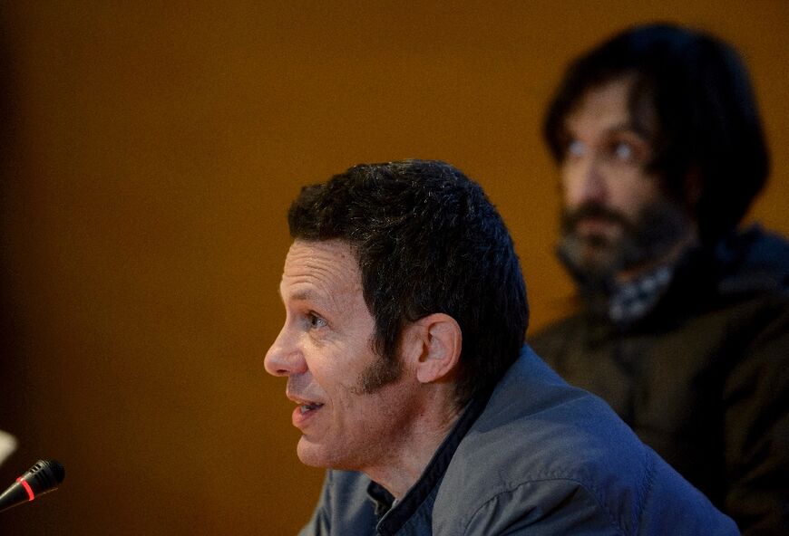Spanish journalist Javier Espinosa (L), and photographer Ricardo Garcia Vilanova following their release in 2014 from IS captivity