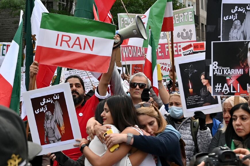 A protest for Mahsa Amini, who died in custody of Iran's morality police, in Montreal, Canada