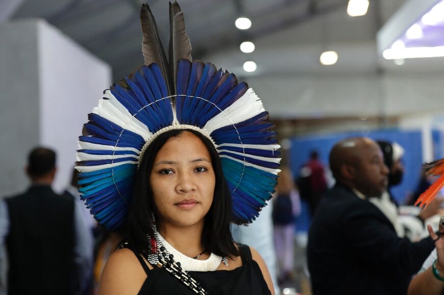 A delegate poses for a picture during the COP27 climate conference at the Sharm el-Sheikh International Convention Centre