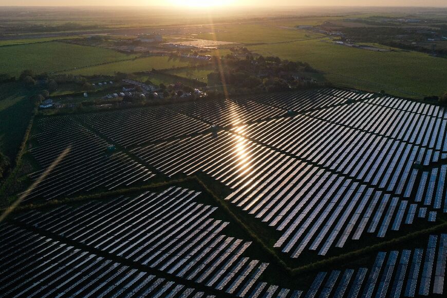 Photovoltaic panels of Manston Solar Farm in southeast England: a UN-backed report said Tuesday that developing countries and emerging economies, excluding China, need investments well beyond $2 trillion per year to stop global warming