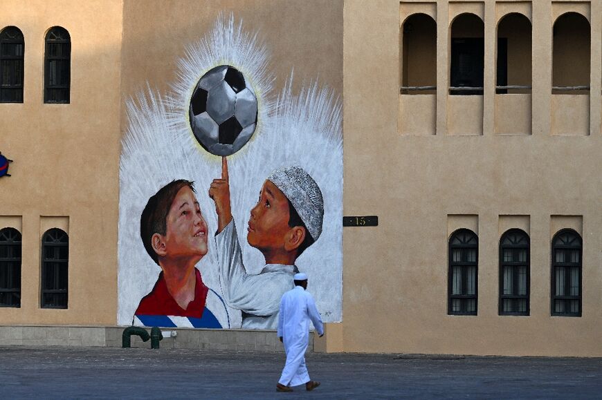 A mural in Doha pabited ahead of the Qatar 2022 FIFA World Cup football tournament 