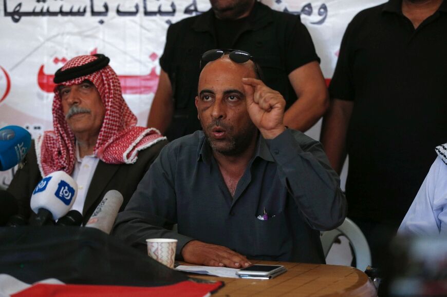 Ghassan Banat, brother of the late Palestinian activist Nizar Banat, pictured here in June 2021 speaking during a press conference about the death
