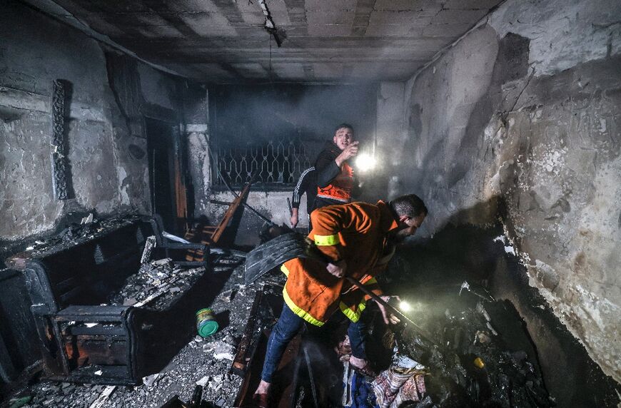 Twenty-one people died in the fire at a three-storey residential building in Jabalia Palestinian refugee camp