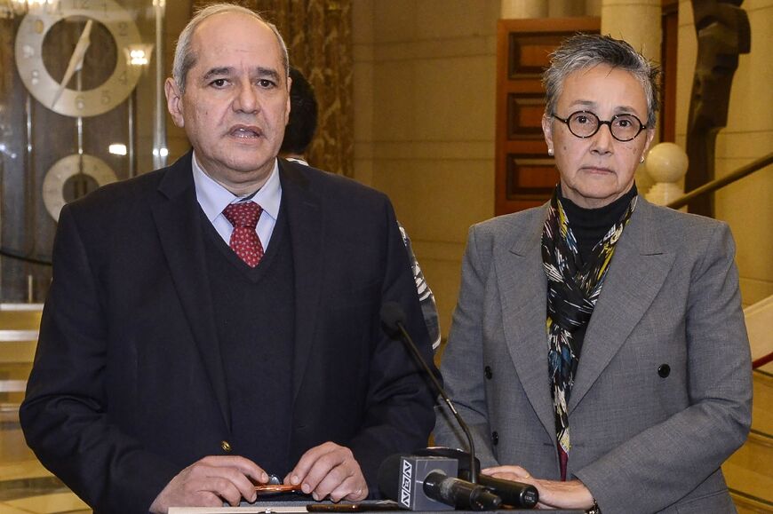 Melhem Khalaf (L) and Najat Saliba on Thursday announced the start of a sit-in inside the parliament until a president is elected