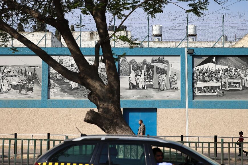A mural depicts what Palestinians call the 'Nakba' or 'catastrophe', the creation of Israel in 1948, with over 760,000 Palestinians pushed into exile or driven from their homes