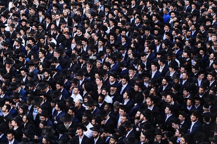 Mourners in Bnei Brak, an ultra-Orthodox city