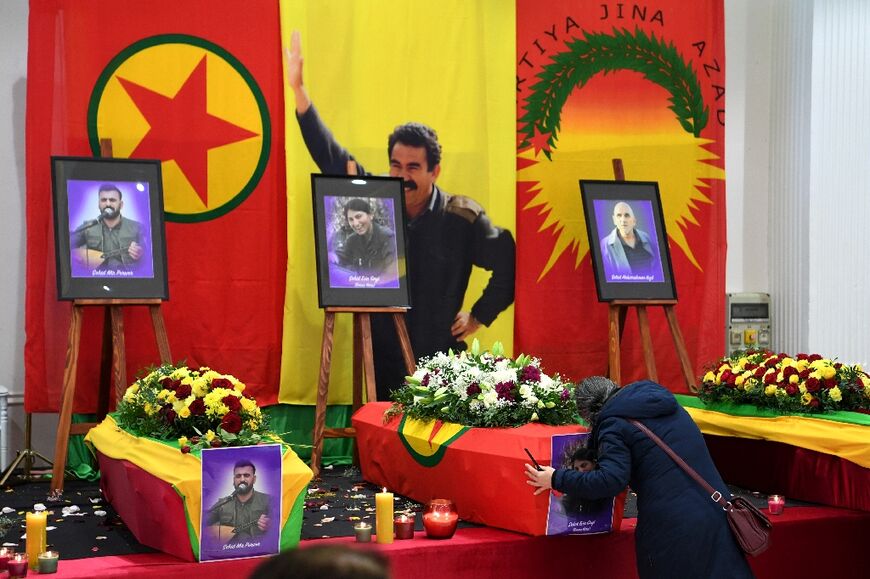 The funeral was dominated by an image of imprisoned PKK leader Abdullah Ocalan