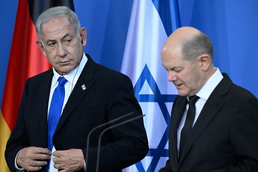 Netanyahu (L) put on a defiant front claiming Israel was 'being constantly maligned'