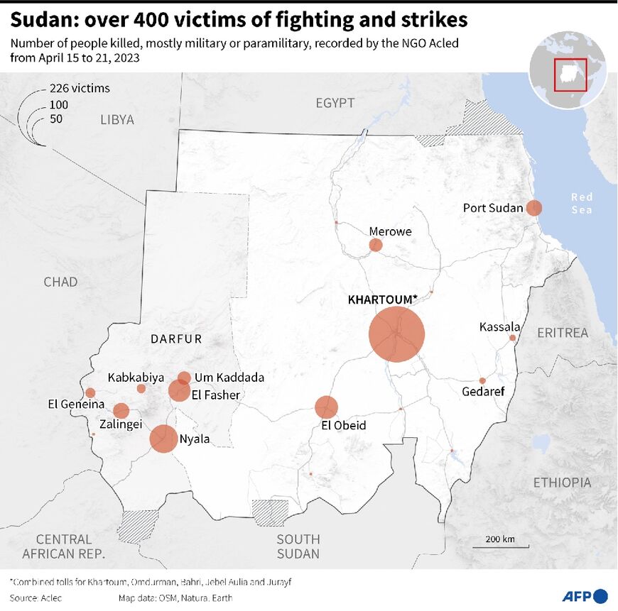 Sudan: over 400 victims of fighting and strikes