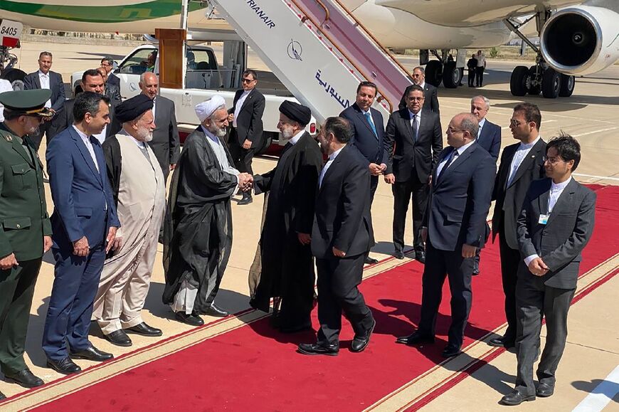 Iranian President Ebrahim Raisi arrives at Damascus International Airport on May 3, 2023