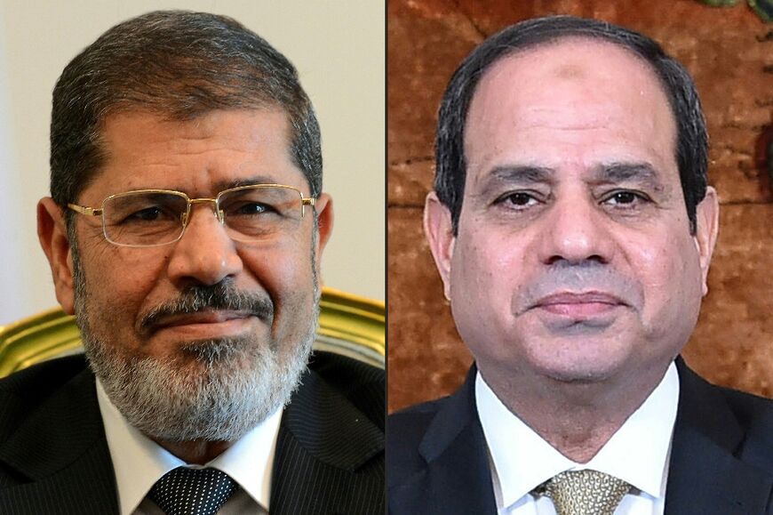 Abdel Fattah al-Sisi (R) rose to the presidency after deposing Mohamed Morsi (L) on July 3, 2013