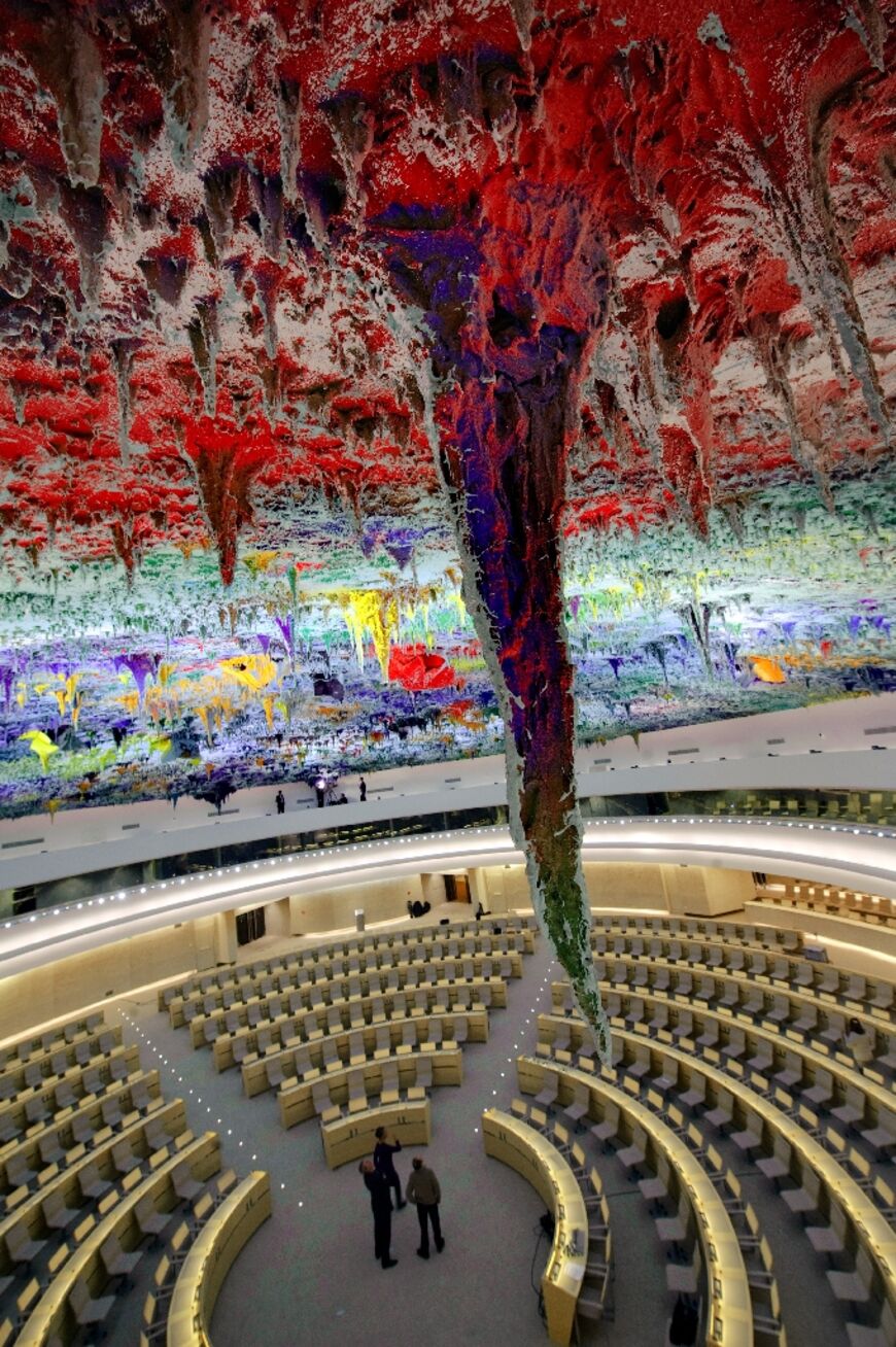 Room XX at the UN Palais des Nations in Geneva, which hosts the Human Rights Council, features a ceiling created by contemporary Spanish artist Miquel Barcelo