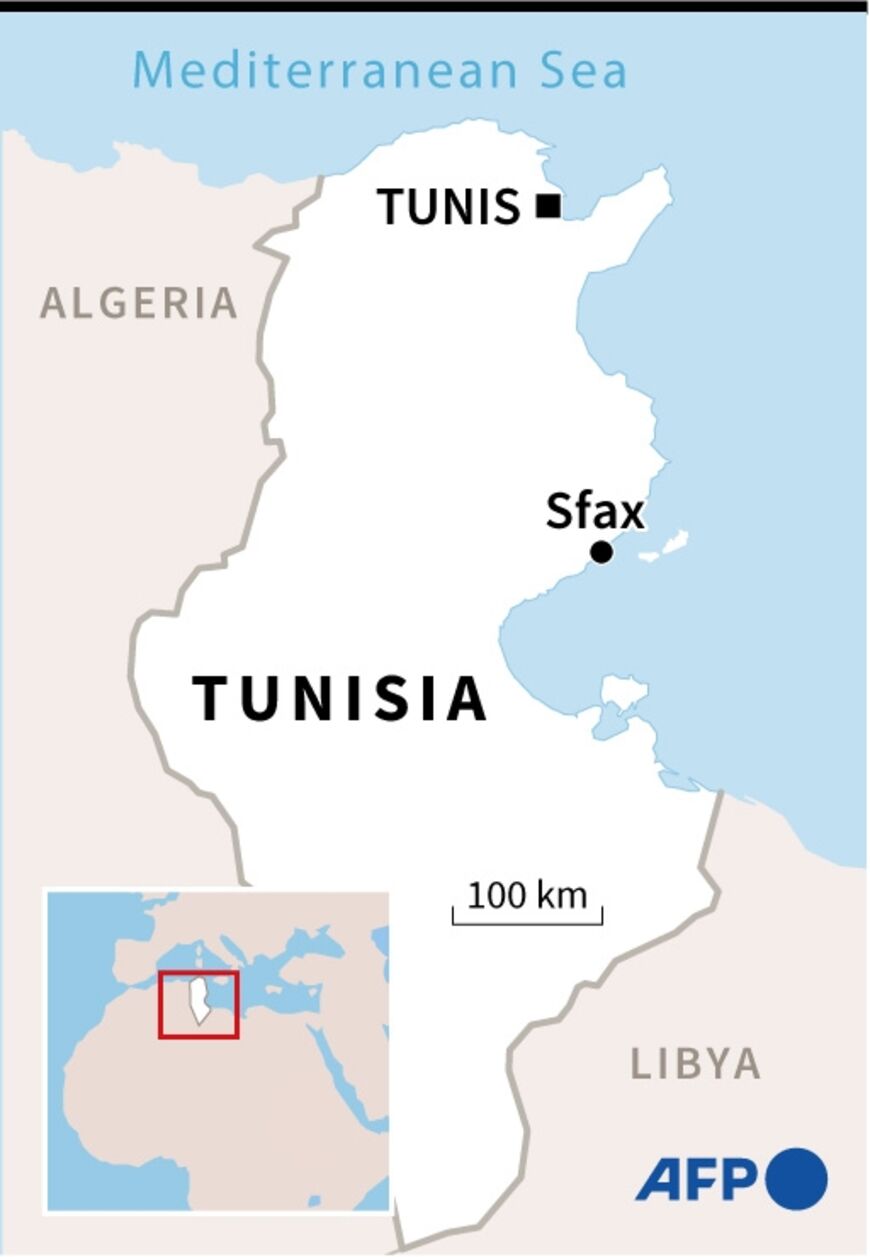 Map locating the city of Sfax, in Tunisia