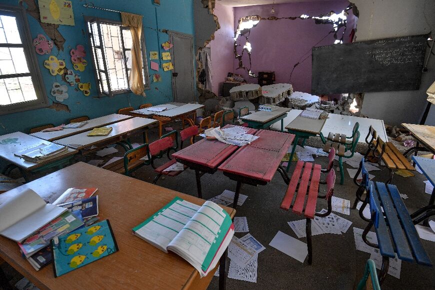 The powerful quake wrecked a school classroom in Ardouz, in Morocco's Amizmiz region 