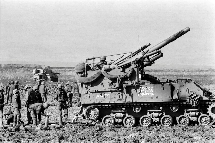 Israeli troops man an anti-aircraft gun on the Golan Heights during the 1973 war