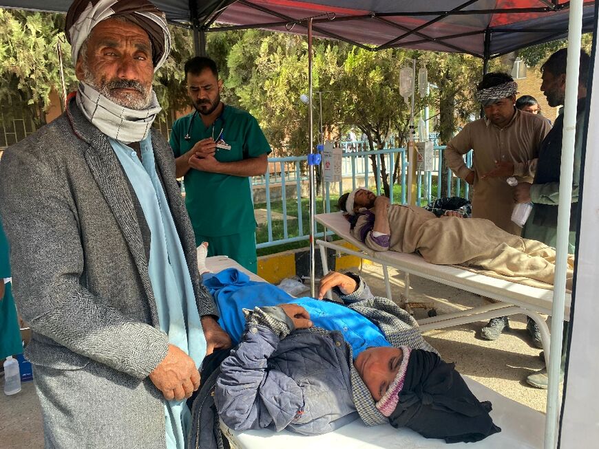 Patients were being ferried at Herat Regional Hospital on stretchers and treated outside under gazebos