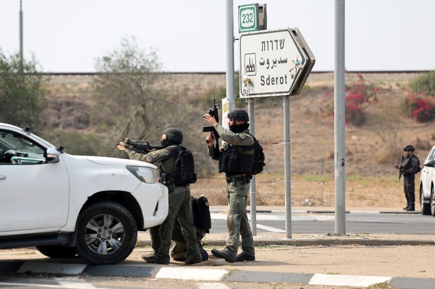 A security checkpoint near Sderot a day after the attack