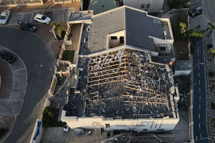 Damage to a house in Ashkelon, southern Israel, after a rocket strike from the Gaza Strip on October 13, 2023