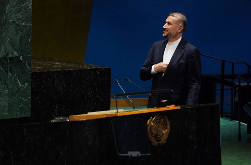 Iranian Foreign Minister Hossein Amir-Abdollahian arrives to speak at the UN General Assembly on October 26, 2023