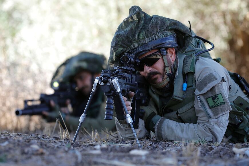 Israeli soldiers in the upper Galilee region of northern Israel near the border with Lebanon